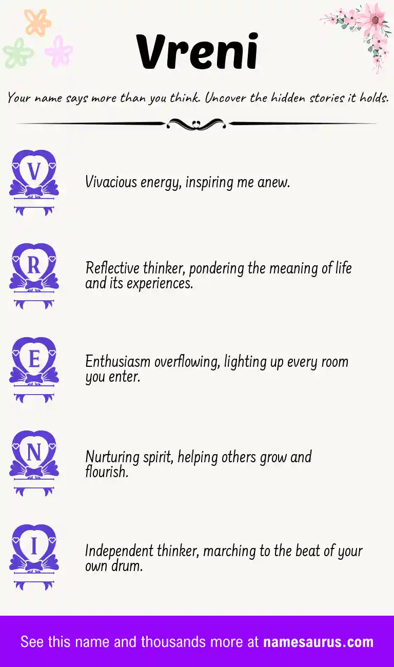 Acrostic poem about Vreni.