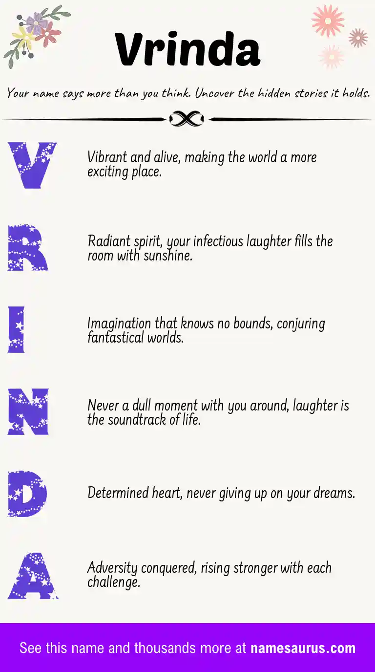 Acrostic poem about Vrinda.