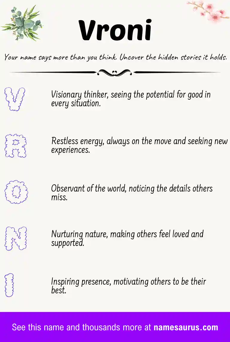 Acrostic poem about Vroni.