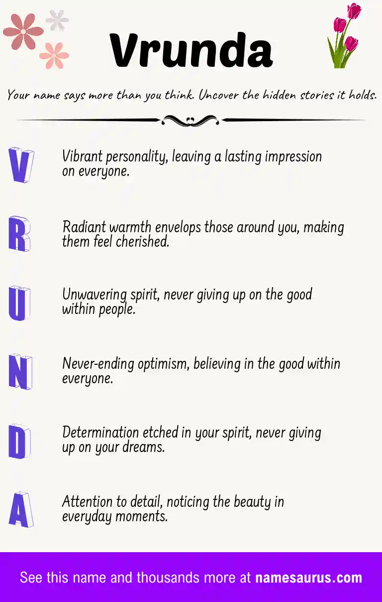 Acrostic poem about Vrunda.
