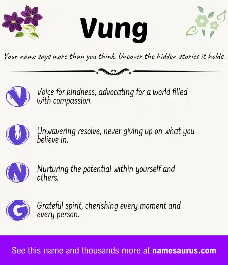 Acrostic poem about Vung.