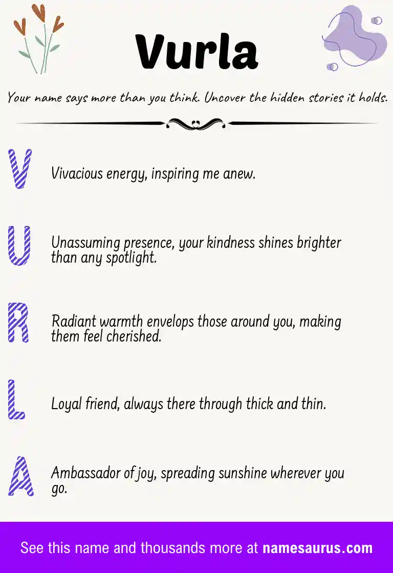 Acrostic poem about Vurla.