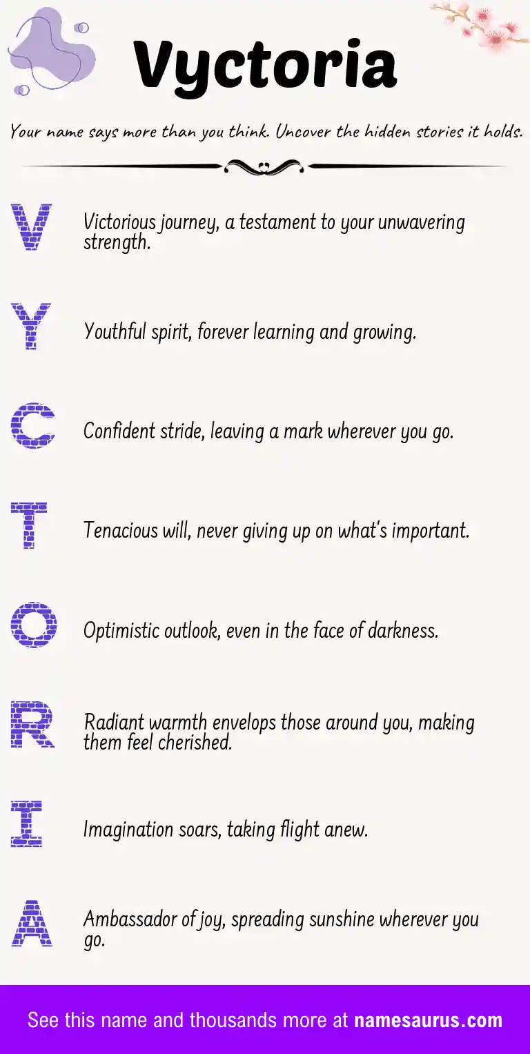 Acrostic poem about Vyctoria.