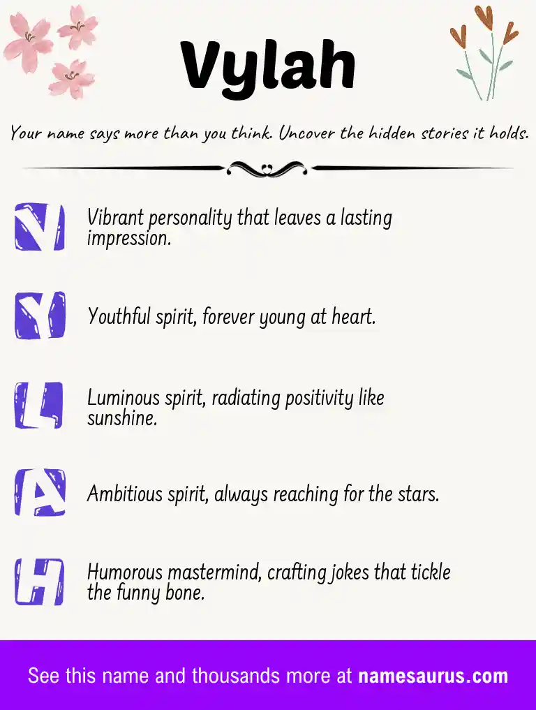 Acrostic poem about Vylah.