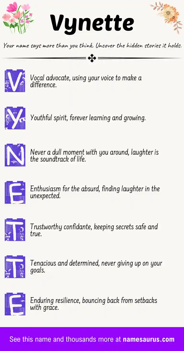 Acrostic poem about Vynette.
