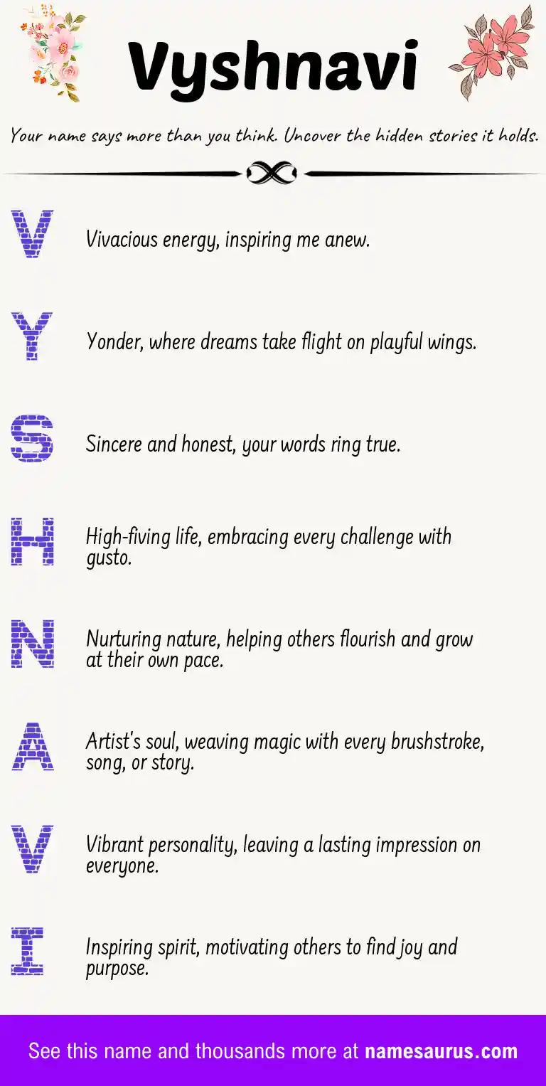 Acrostic poem about Vyshnavi.