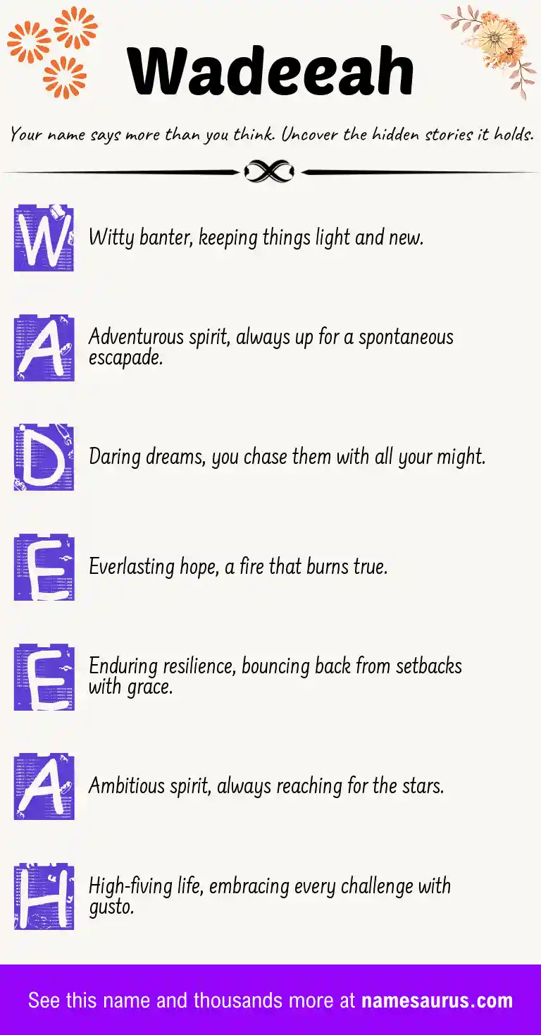 Acrostic poem about Wadeeah.