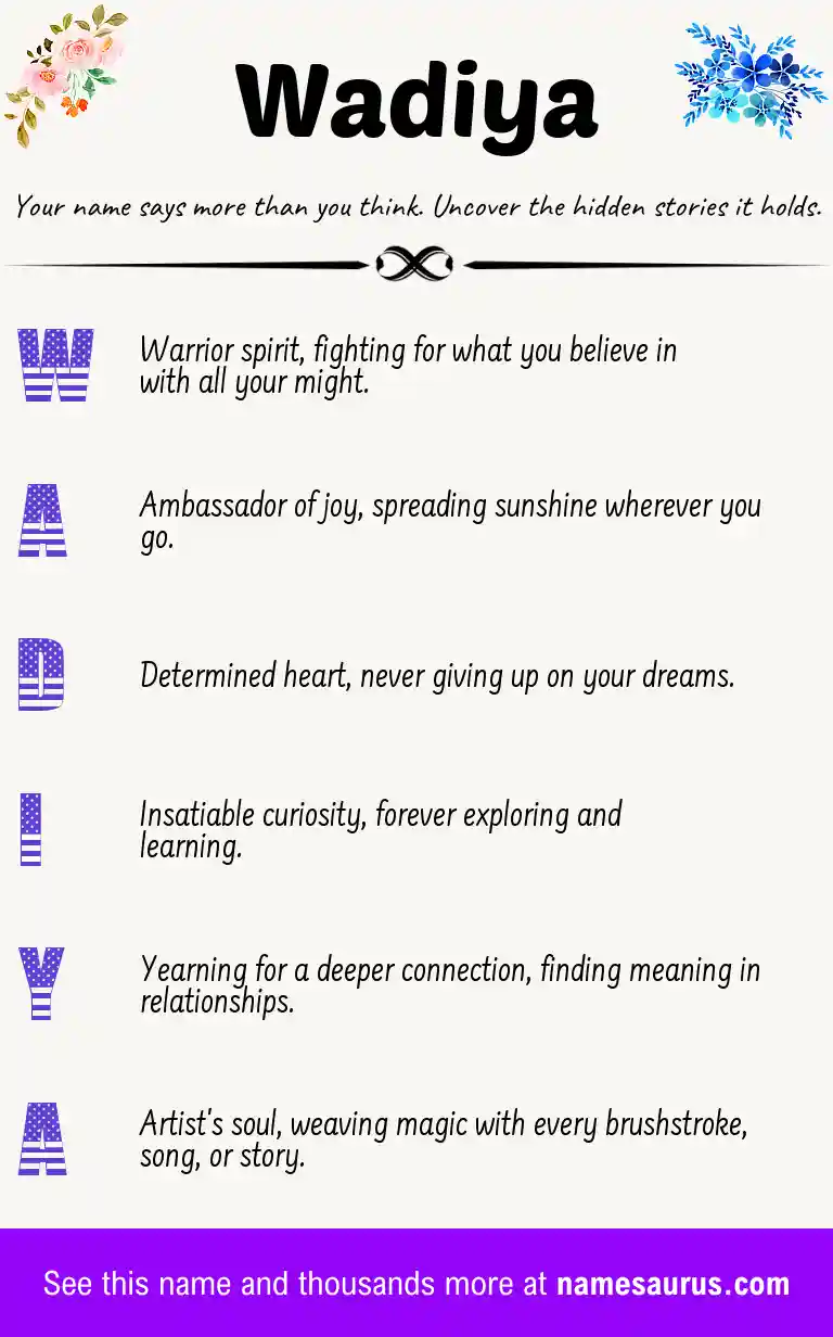 Acrostic poem about Wadiya.