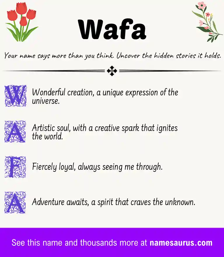 Acrostic poem about Wafa.