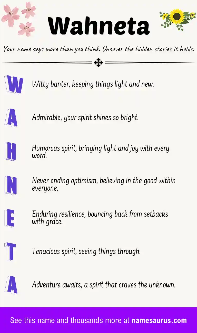 Acrostic poem about Wahneta.