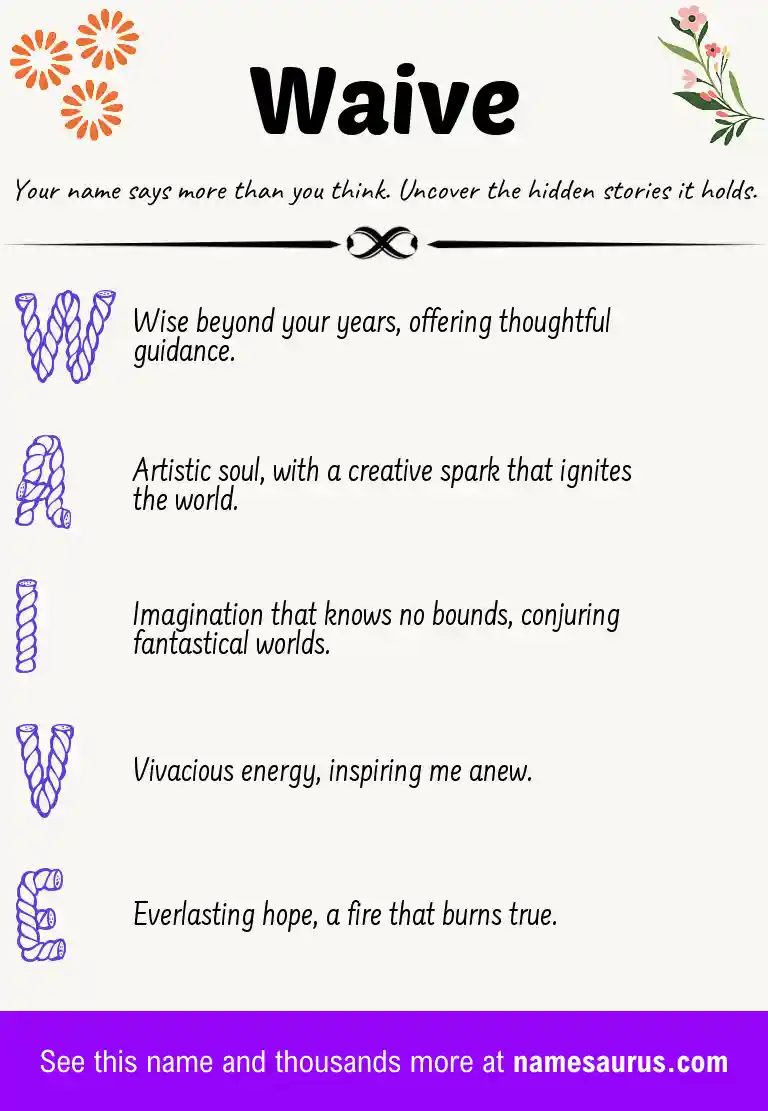Acrostic poem about Waive.