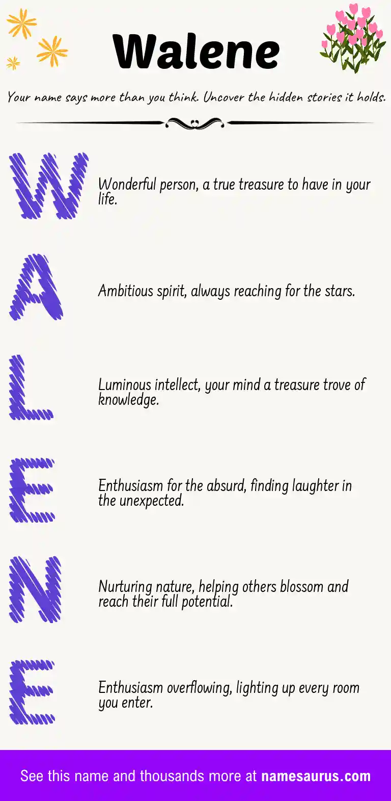 Acrostic poem about Walene.
