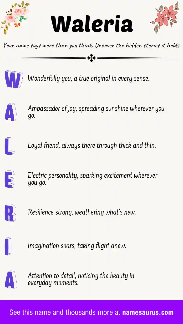 Acrostic poem about Waleria.
