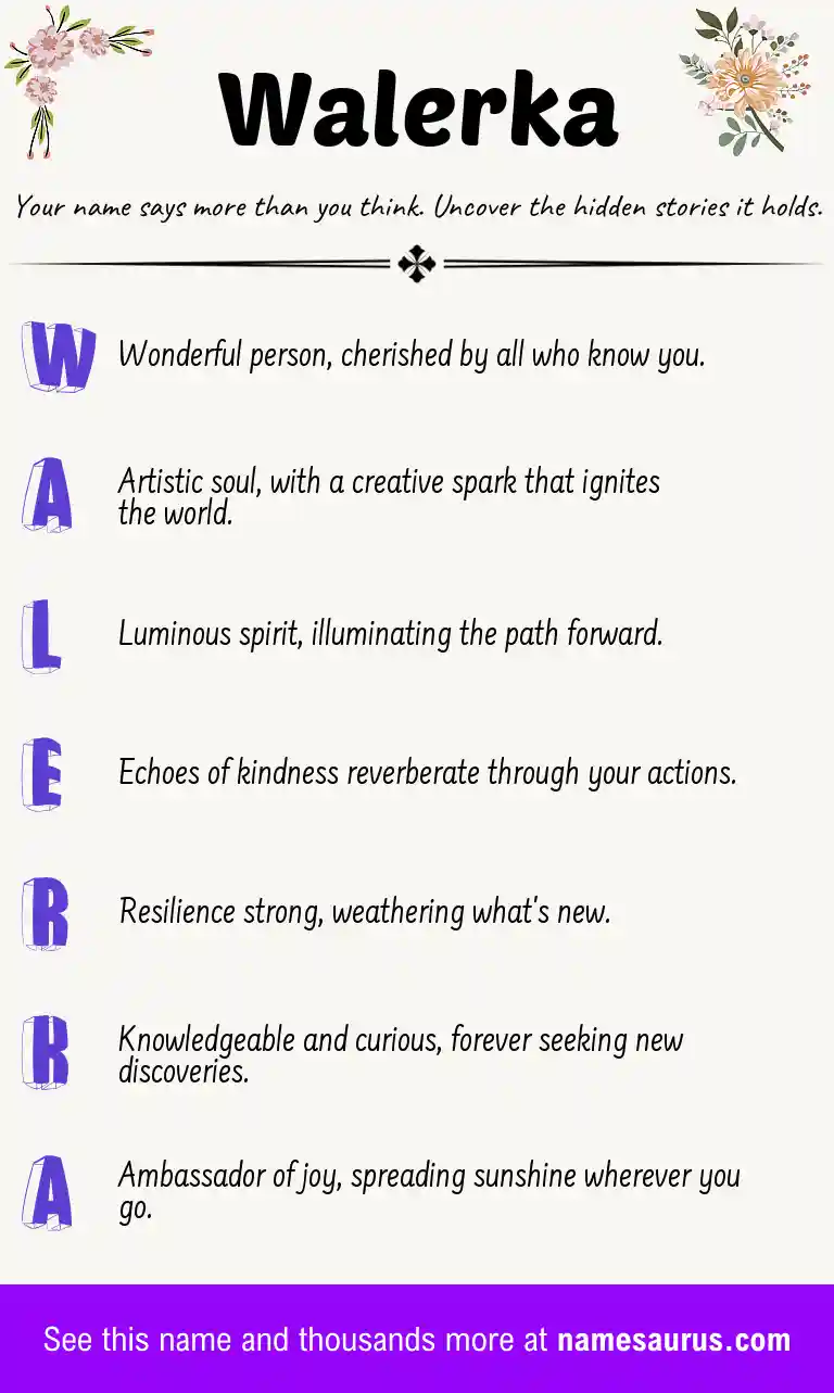 Acrostic poem about Walerka.