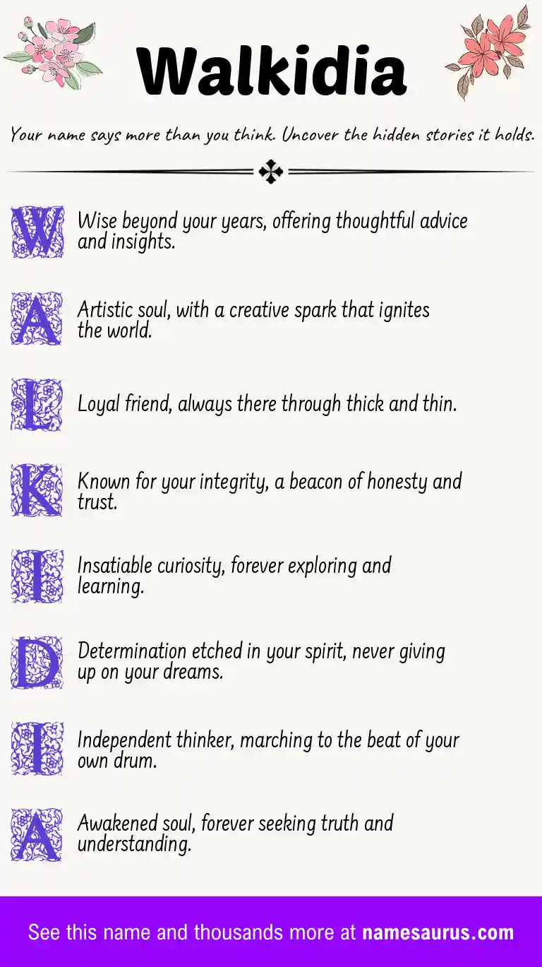 Acrostic poem about Walkidia.