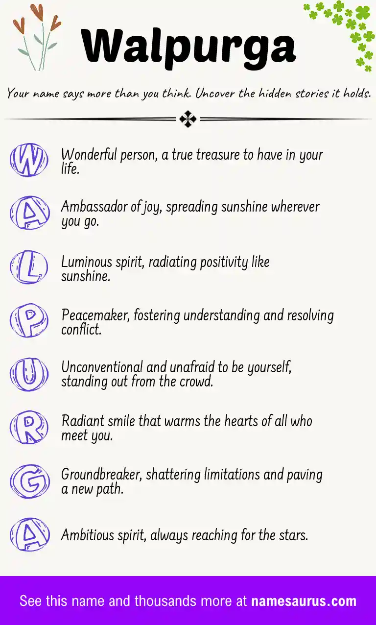 Acrostic poem about Walpurga.