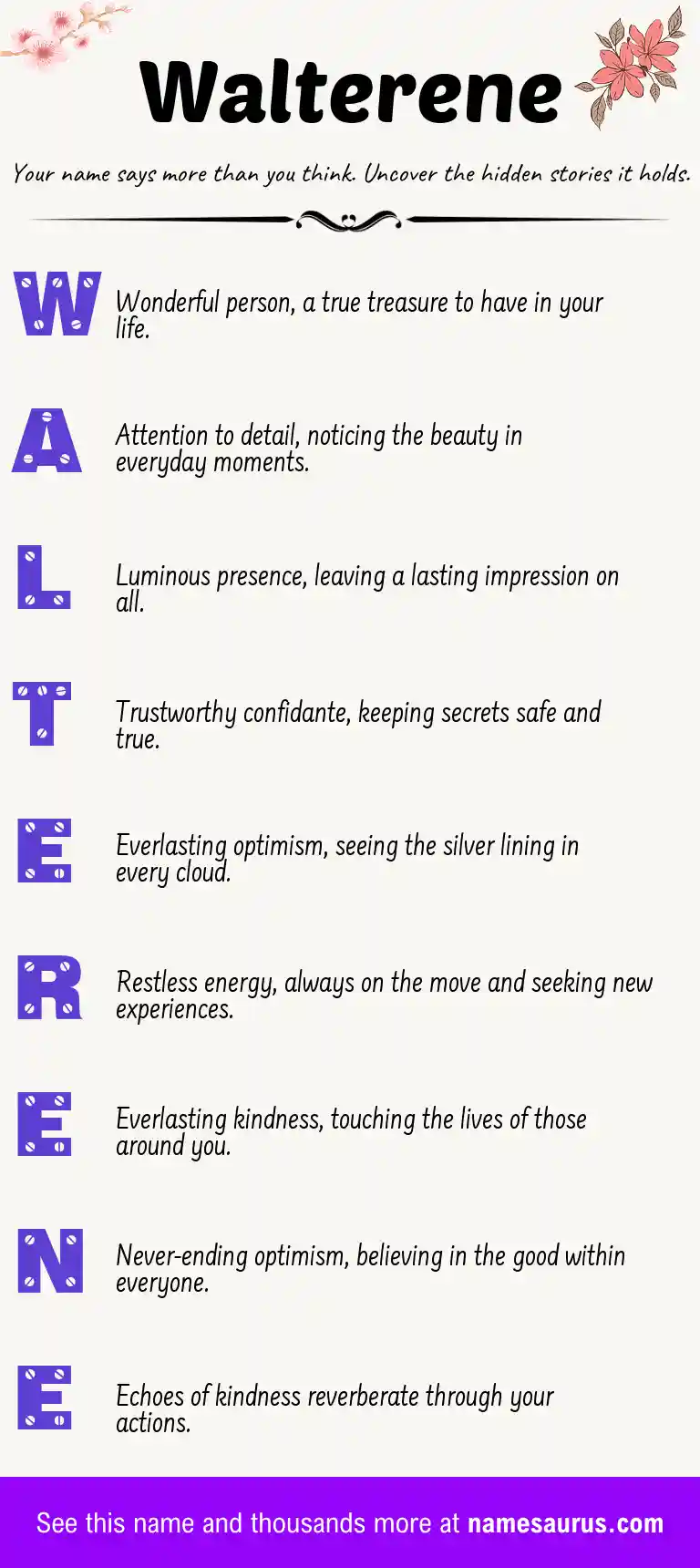 Acrostic poem about Walterene.