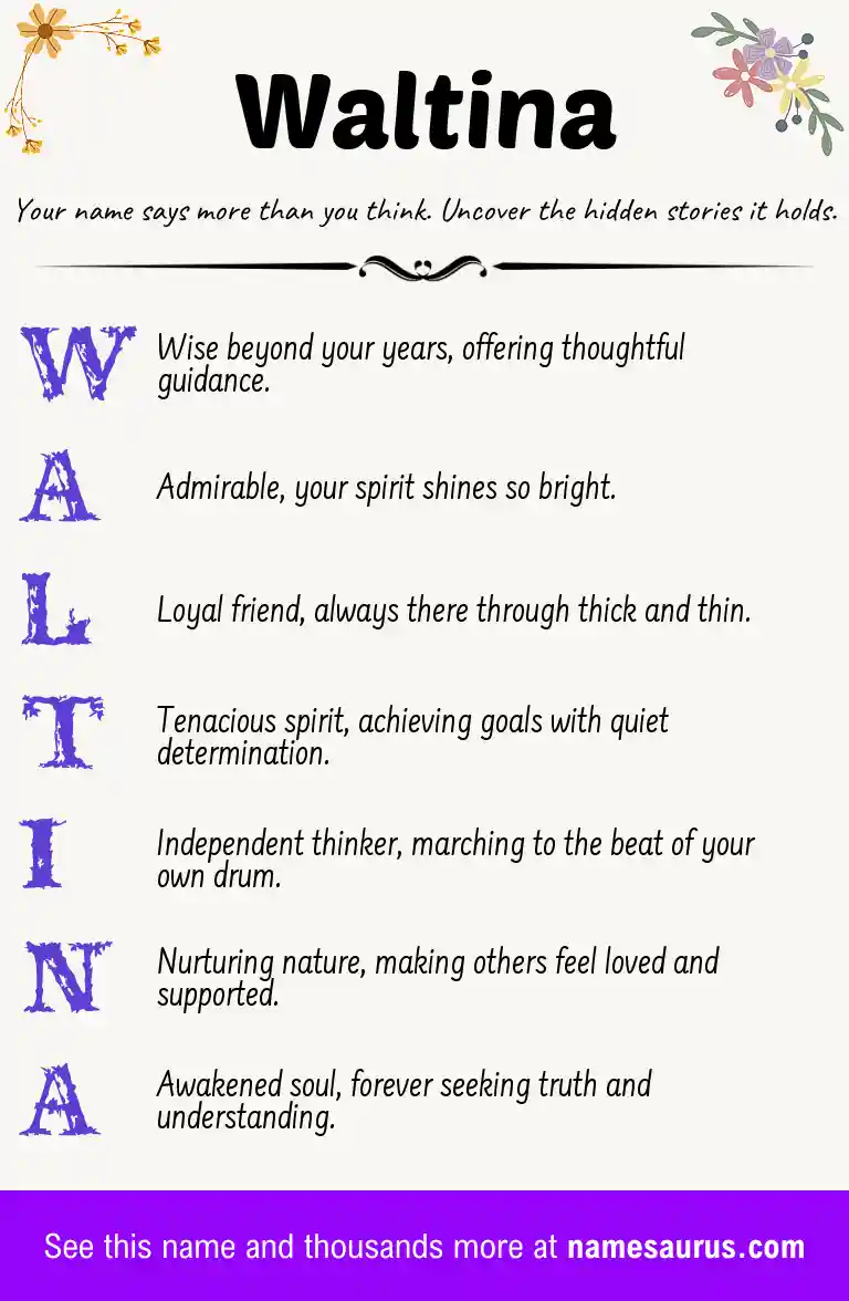 Acrostic poem about Waltina.