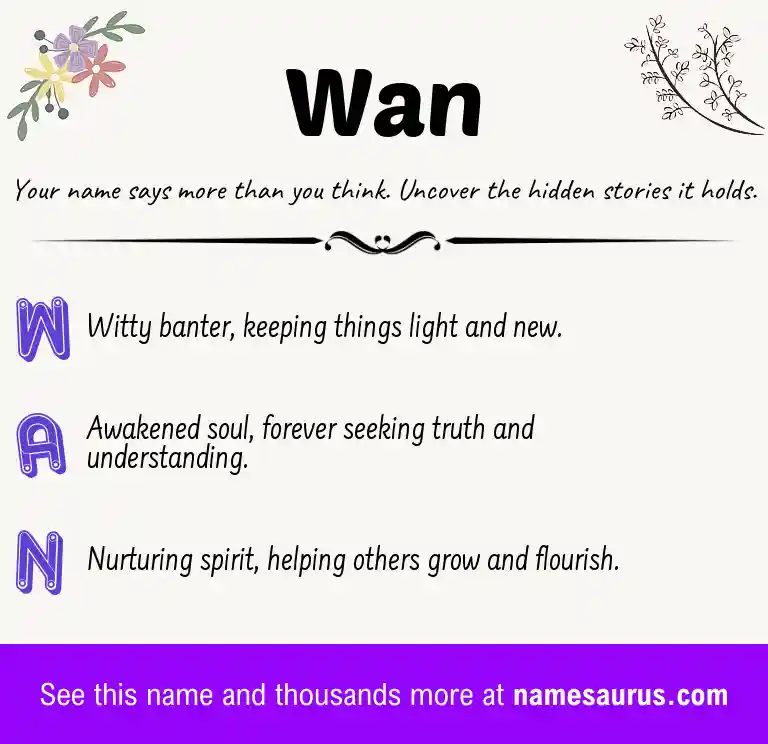Acrostic poem about Wan.
