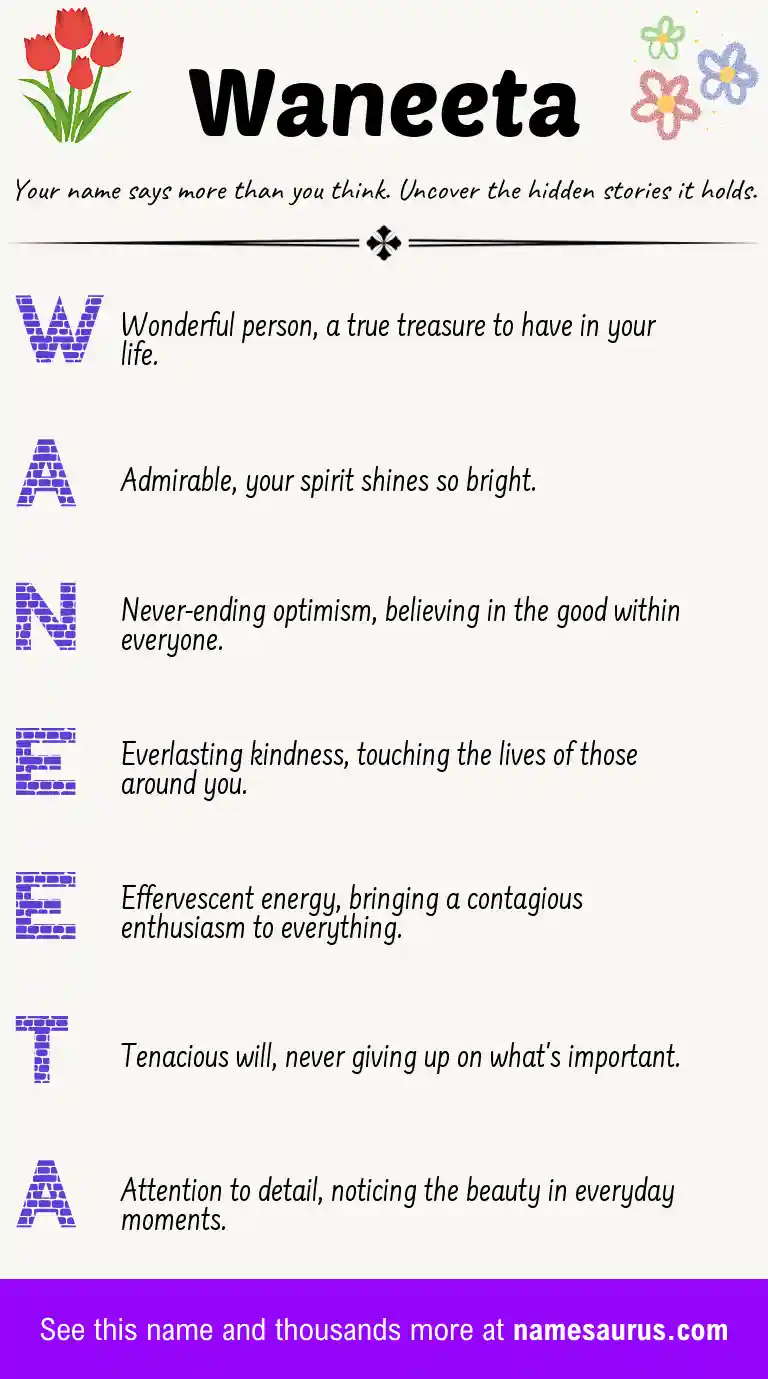 Acrostic poem about Waneeta.