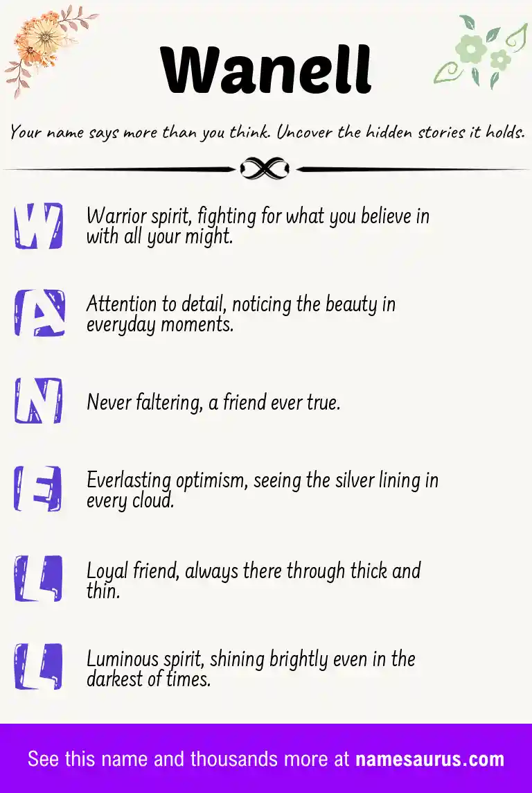 Acrostic poem about Wanell.