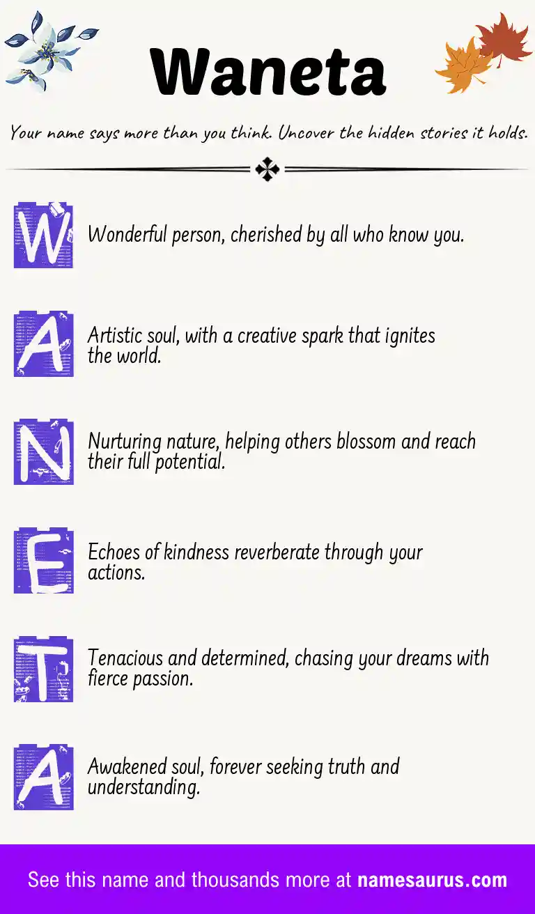 Acrostic poem about Waneta.