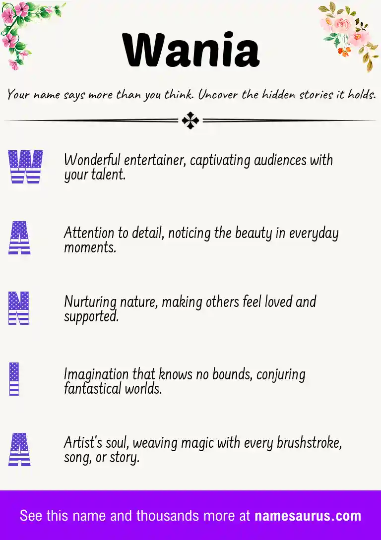 Acrostic poem about Wania.
