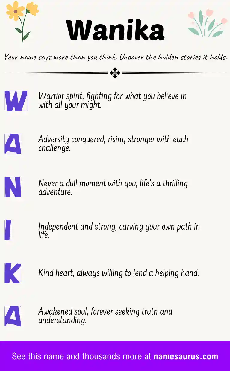 Acrostic poem about Wanika.