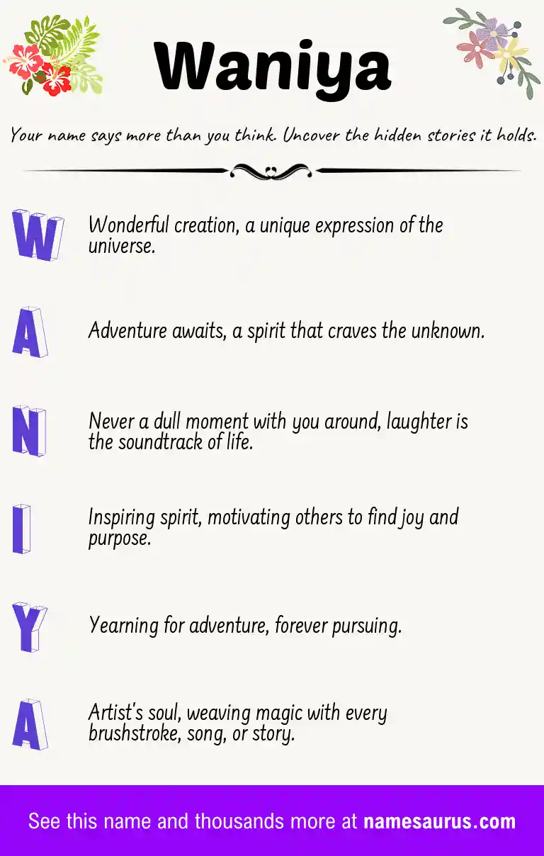 Acrostic poem about Waniya.