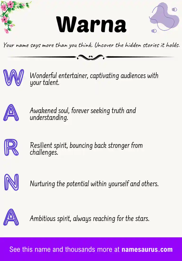Acrostic poem about Warna.