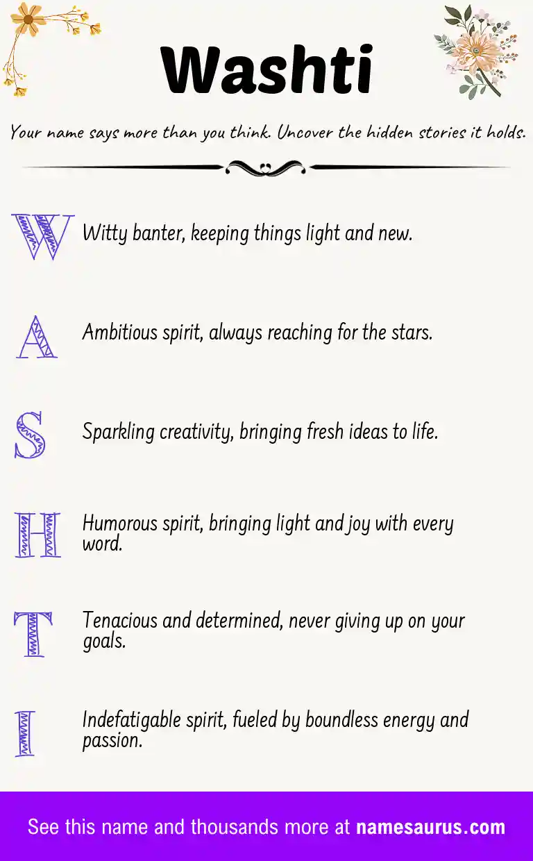 Acrostic poem about Washti.