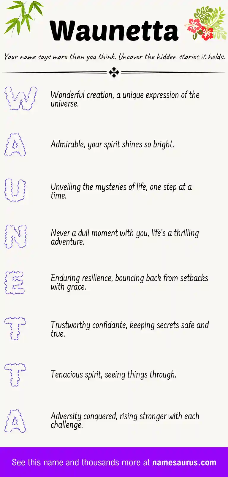 Acrostic poem about Waunetta.