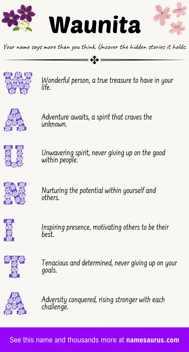 Acrostic poem about Waunita.