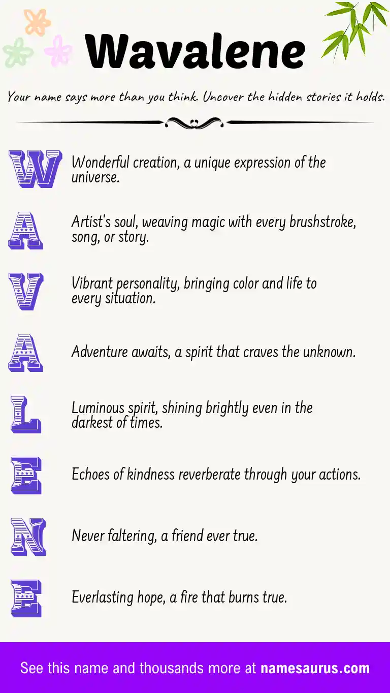 Acrostic poem about Wavalene.
