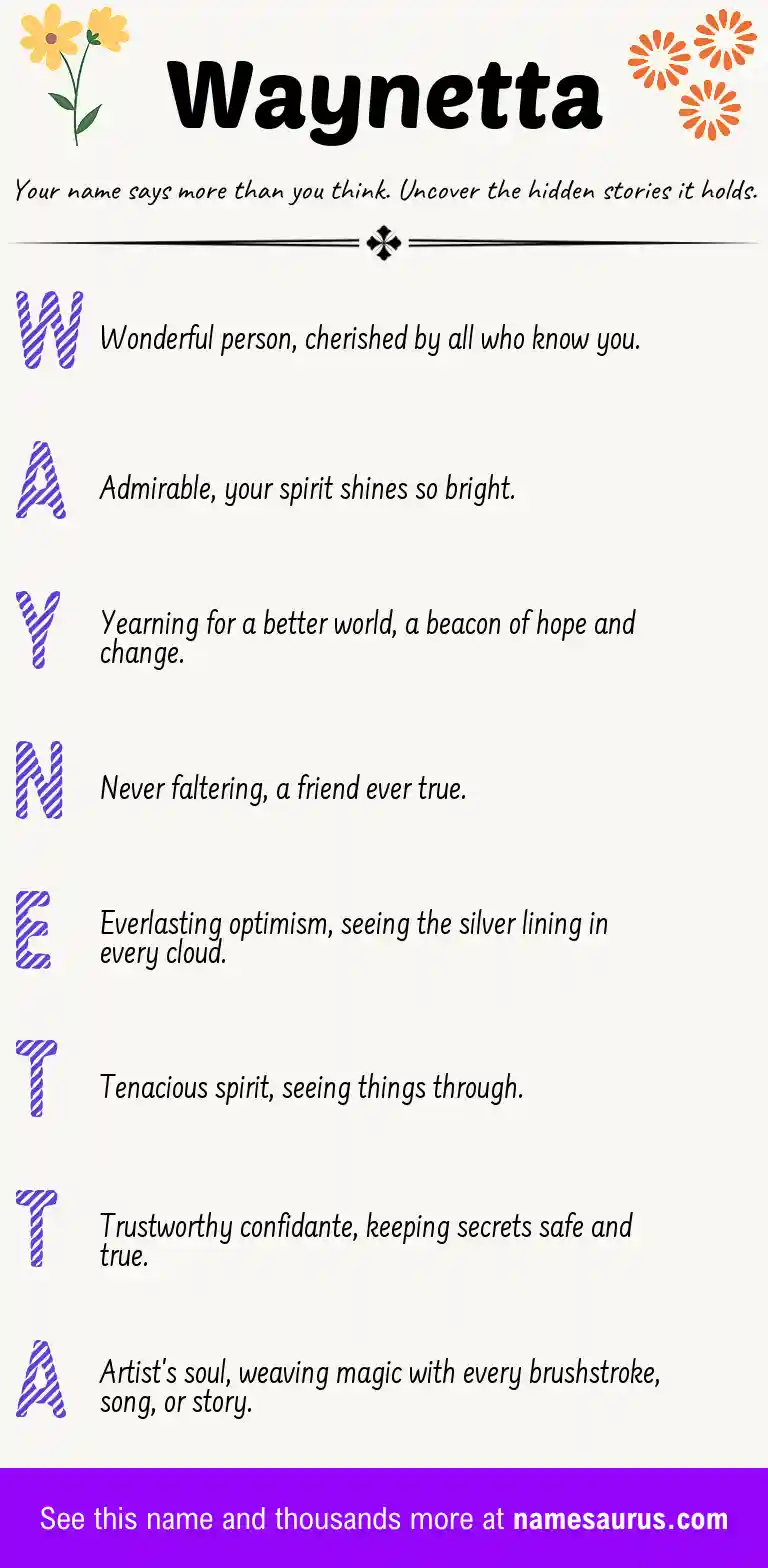 Acrostic poem about Waynetta.