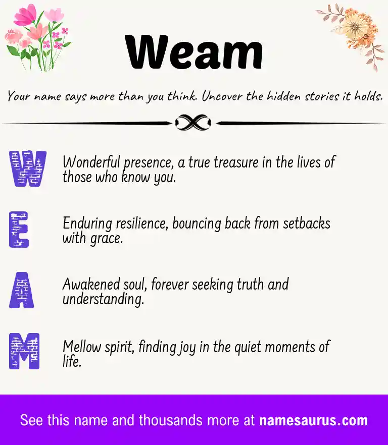Acrostic poem about Weam.