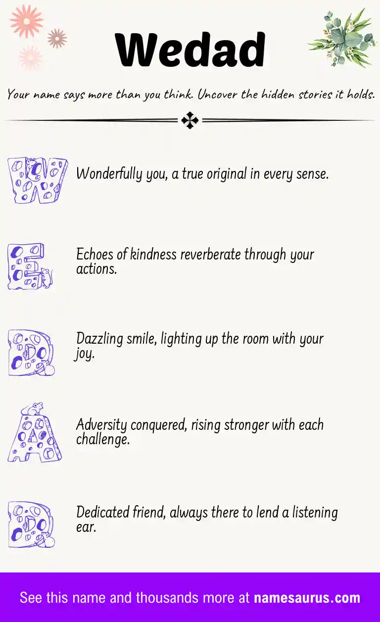 Acrostic poem about Wedad.