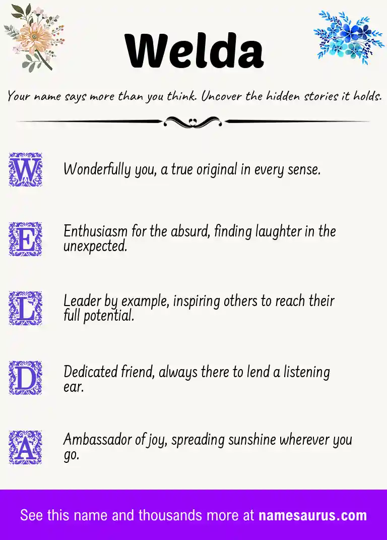 Acrostic poem about Welda.