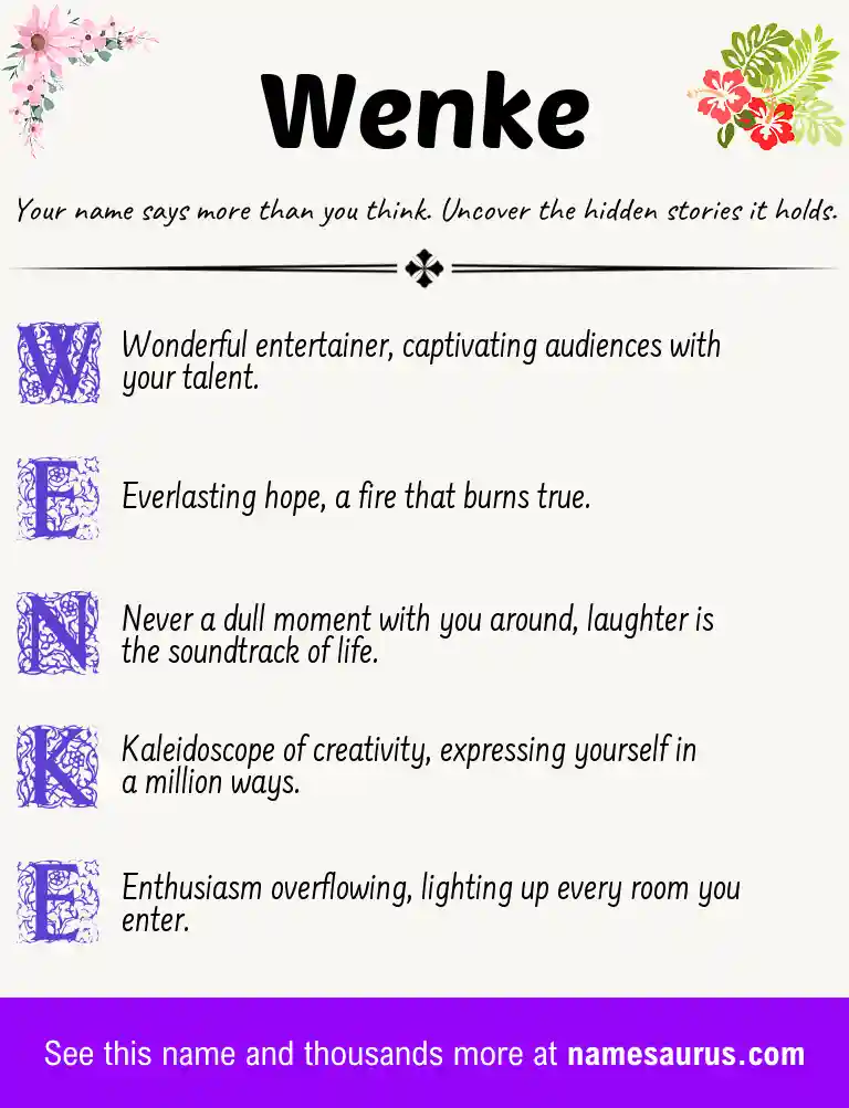 Acrostic poem about Wenke.