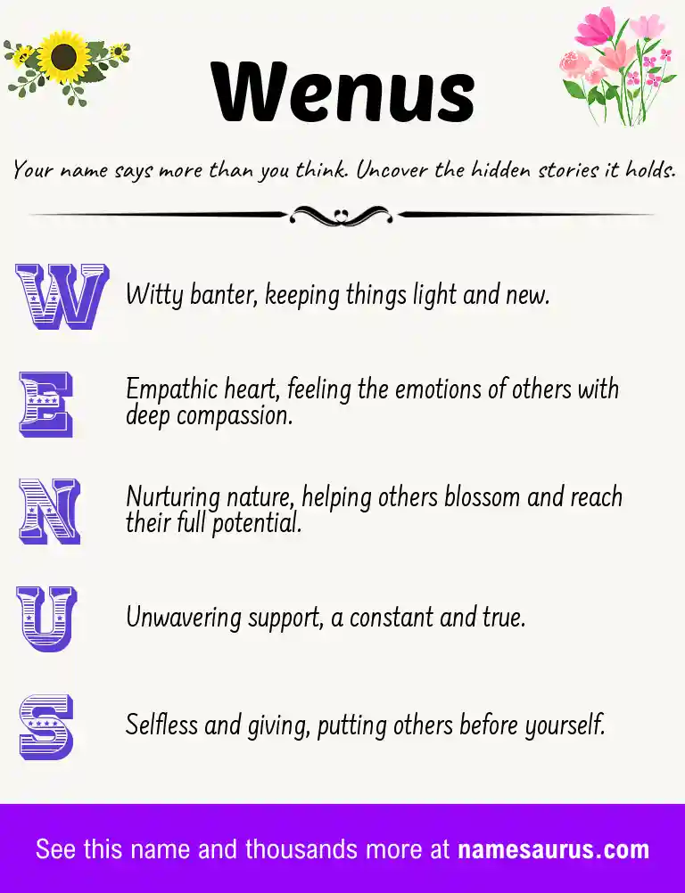 Acrostic poem about Wenus.