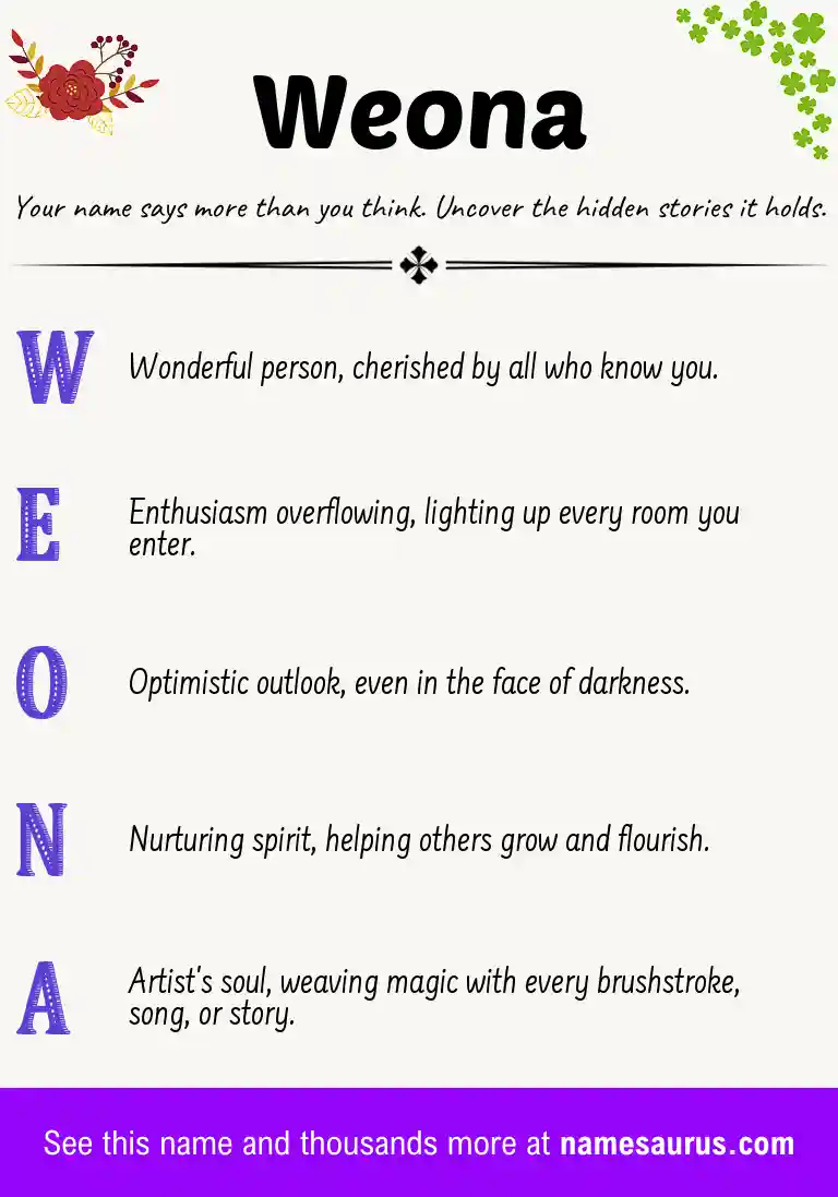 Acrostic poem about Weona.