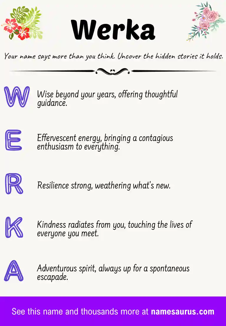 Acrostic poem about Werka.