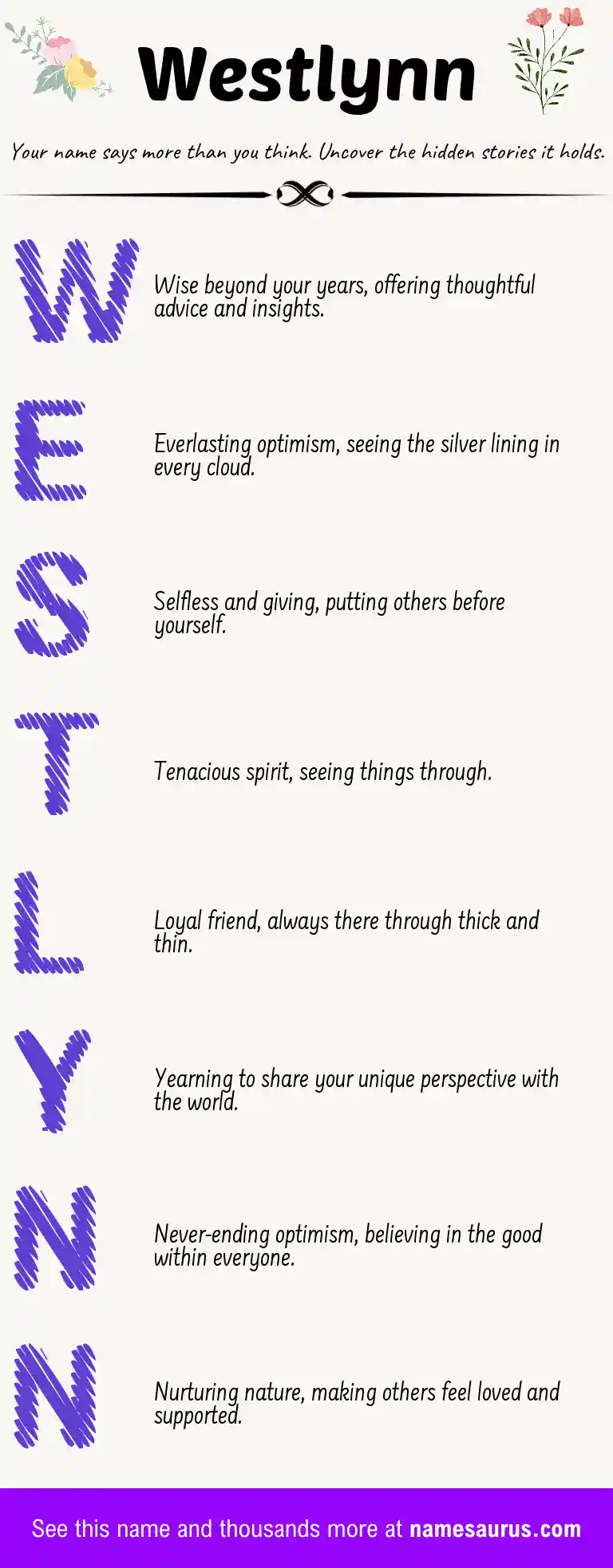 Acrostic poem about Westlynn.