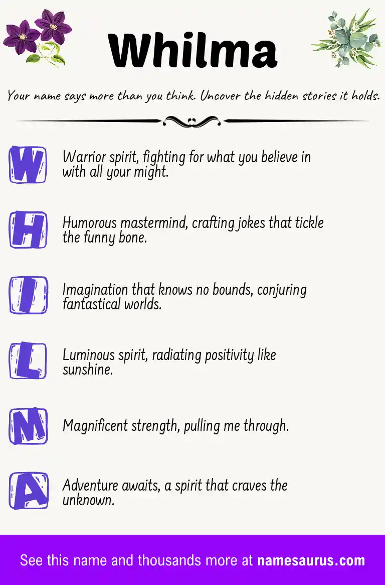 Acrostic poem about Whilma.