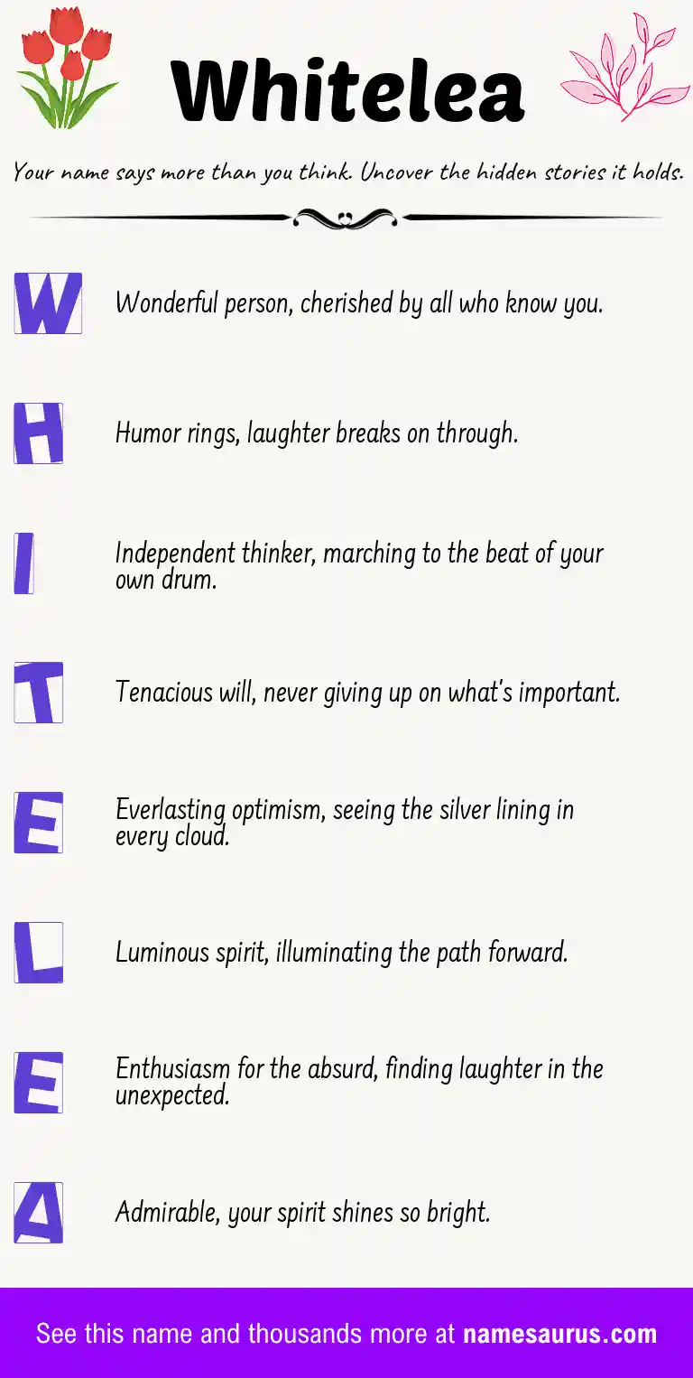 Acrostic poem about Whitelea.