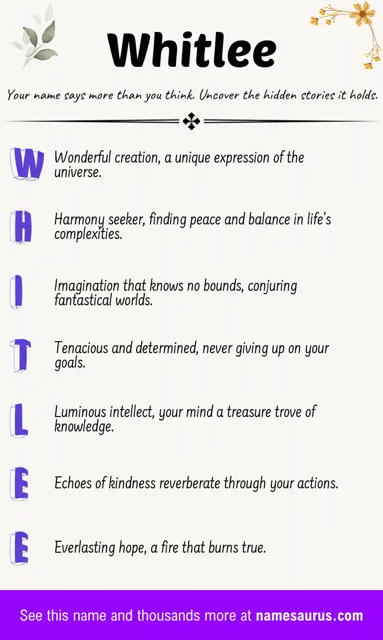 Acrostic poem about Whitlee.