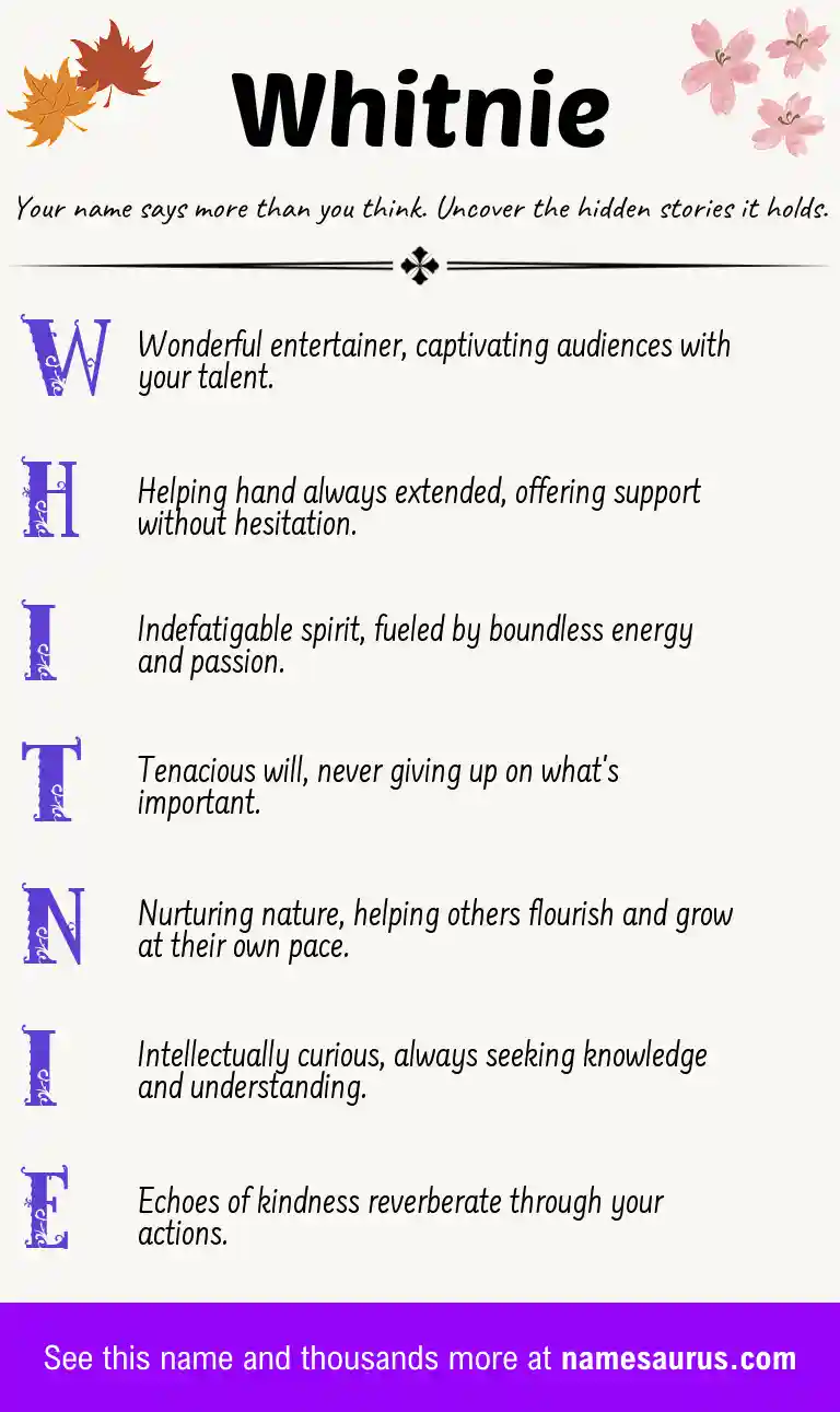 Acrostic poem about Whitnie.