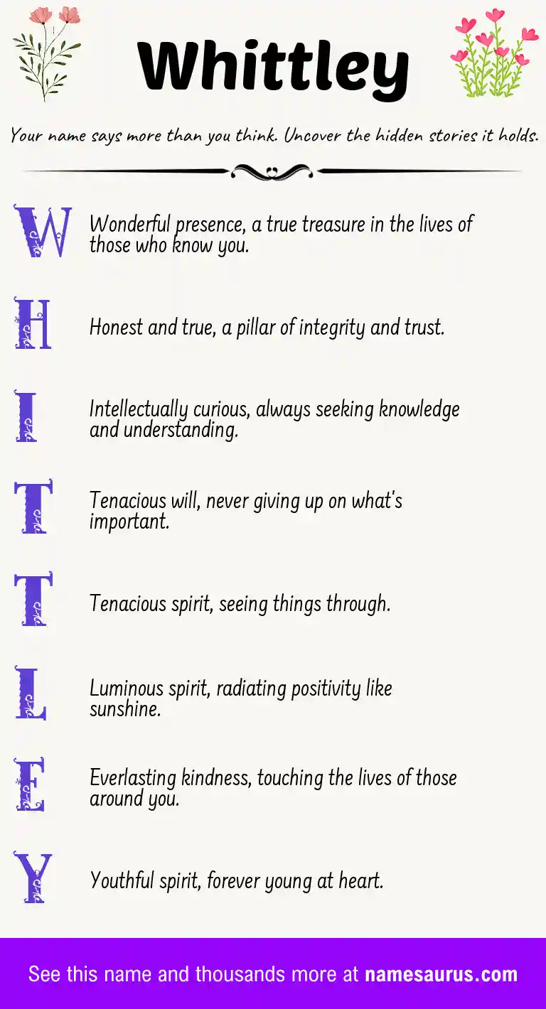 Acrostic poem about Whittley.