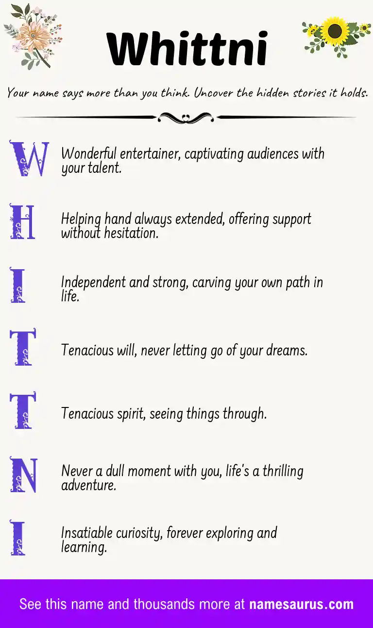 Acrostic poem about Whittni.