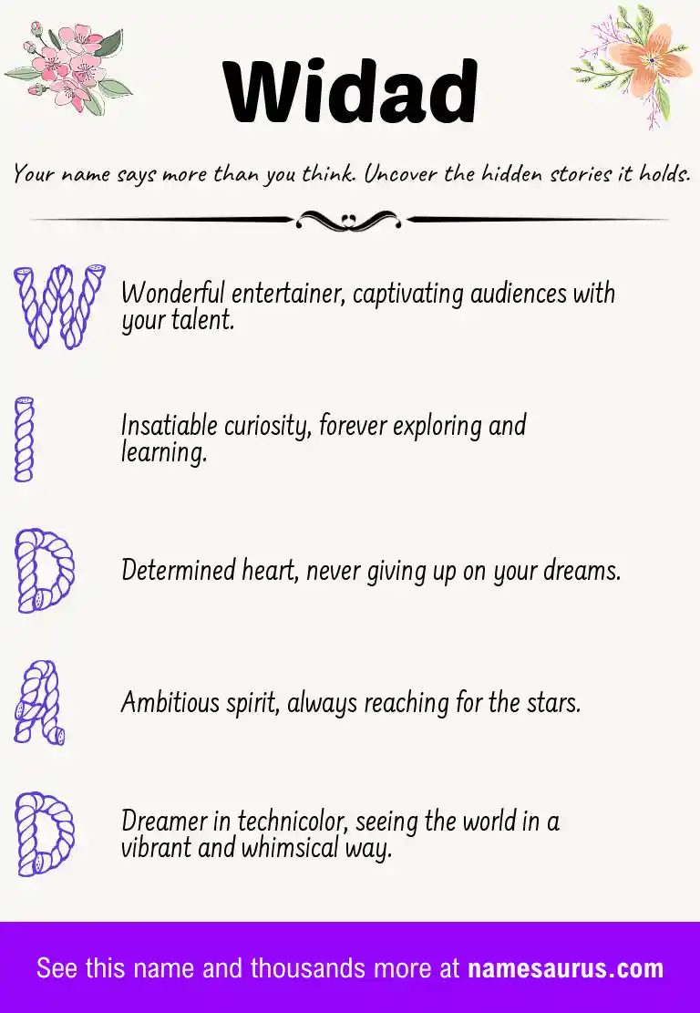Acrostic poem about Widad.